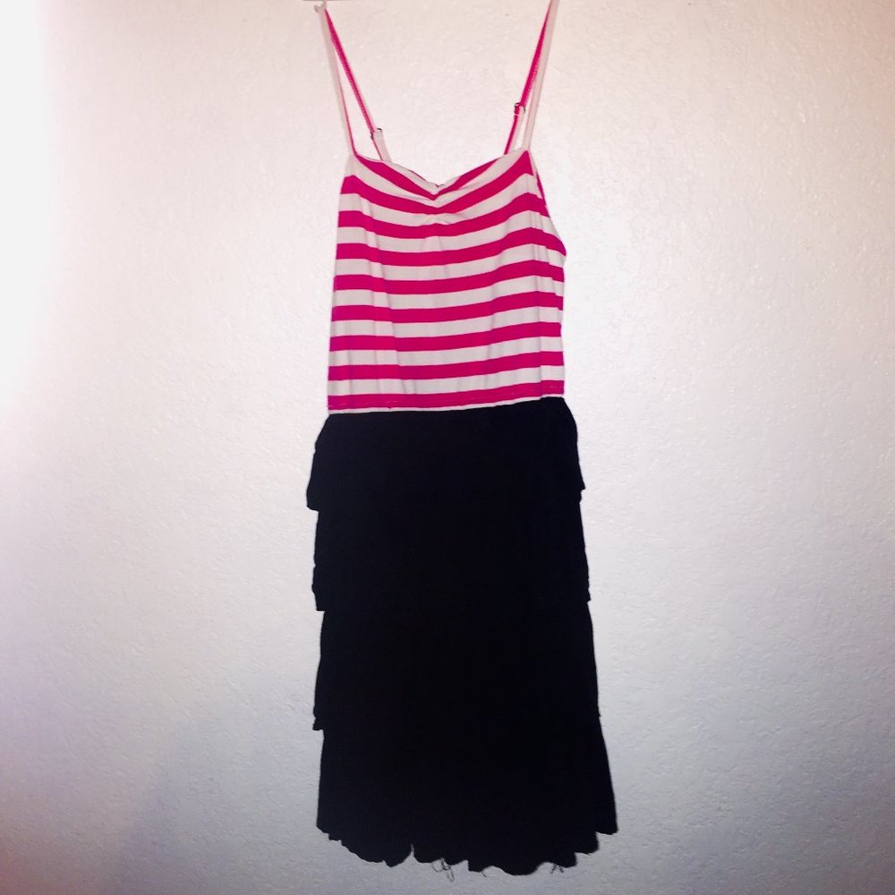 Sapphire Girl Pink/White Striped and Black Dress